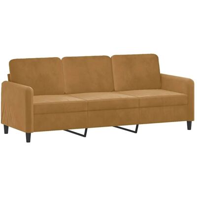 vidaXL Brauner Samtsofa 3-Sitzer - Sofa vidaXL Brauner Samtsofa 3-Sitzer - Sofa