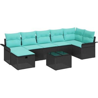 vidaXL Garten-Sofa-Set mit Kissen 8 Stk Schwarz Poly Rattan 3360247 vidaXL Garten-Sofa-Set mit Kissen 8 Stk Schwarz Poly Rattan 3360247