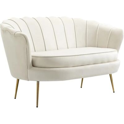 HOMCOM 2-Sitzer-Sofa Polyester Metall Cremeweiß 130L x 77B x 77H cm HOMCOM 2-Sitzer-Sofa Polyester Metall Cremeweiß 130L x 77B x 77H cm