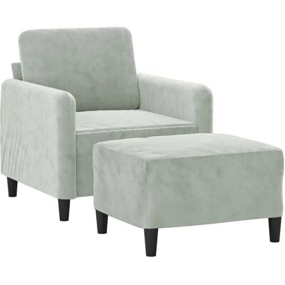 vidaXL Sessel mit Hocker - Hellgrau - Modernes Design vidaXL Sessel mit Hocker - Hellgrau - Modernes Design