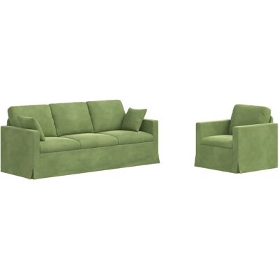 vidaXL Sofa 2-Tlg Hellgrün 198 x 78 x 80 cm Samt 3407598 vidaXL Sofa 2-Tlg Hellgrün 198 x 78 x 80 cm Samt 3407598
