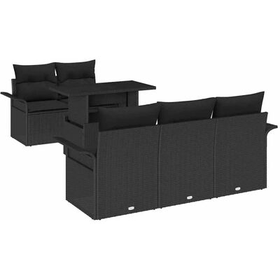 vidaXL Garten-Sofa-Set mit Kissen 6-Tlg Schwarz Poly Rattan 3356936 vidaXL Garten-Sofa-Set mit Kissen 6-Tlg Schwarz Poly Rattan 3356936