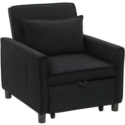 HOMCOM Schlafsessel Polyester Eukalyptusholz Schwarz 74L x 84B x 81H cm HOMCOM Schlafsessel Polyester Eukalyptusholz Schwarz 74L x 84B x 81H cm