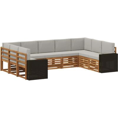 vidaXL Ecksofa Set mit Kissen 9 Stk Natur und Hellgrau Polyester 3384842 vidaXL Ecksofa Set mit Kissen 9 Stk Natur und Hellgrau Polyester 3384842