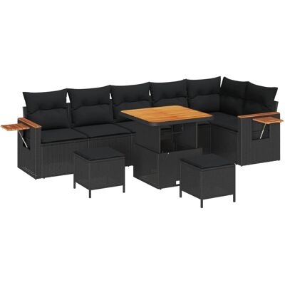 vidaXL Gartensofa-set mit Kissen 9-Tlg Schwarz 3363189 vidaXL Gartensofa-set mit Kissen 9-Tlg Schwarz 3363189