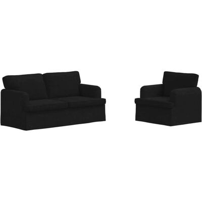 vidaXL Sofa 2-Tlg Schwarz 162 x 80 x 85 cm Stoff 3407562 vidaXL Sofa 2-Tlg Schwarz 162 x 80 x 85 cm Stoff 3407562