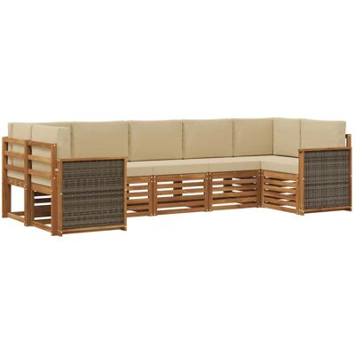 vidaXL Ecksofa Set 6 Stk Natur Massives Akazienholz und Polyester 3384799 vidaXL Ecksofa Set 6 Stk Natur Massives Akazienholz und Polyester 3384799