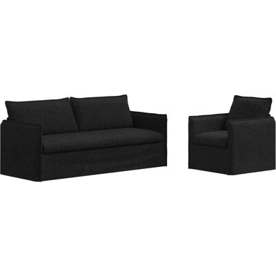 vidaXL Sofa 2-Tlg Schwarz 196 x 82 x 85 cm Stoff 3407613 vidaXL Sofa 2-Tlg Schwarz 196 x 82 x 85 cm Stoff 3407613