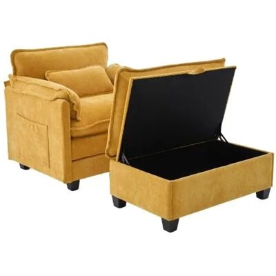 PXloue Stoffsofa Sofasessel mit Fußstütze und Hocker Samt für Wohnzimmer 103x85x91cm PXloue Stoffsofa Sofasessel mit Fußstütze und Hocker Samt für Wohnzimmer 103x85x91cm