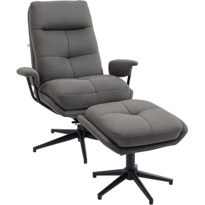 HOMCOM Relaxsessel mit Hocker Mikrofaser Stahl Mehrschichtplatte Dunkelgrau HOMCOM Relaxsessel mit Hocker Mikrofaser Stahl Mehrschichtplatte Dunkelgrau