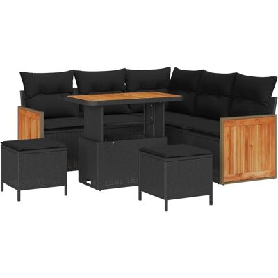 vidaXL Gartensofa-Set mit Kissen 8 Stk Schwarz 3363304 vidaXL Gartensofa-Set mit Kissen 8 Stk Schwarz 3363304