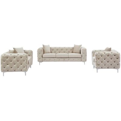 Vente-unique Couchgarnitur Mit Sessel Edwina Beige 162 cm 106 cm 220 cm Vente-unique Couchgarnitur Mit Sessel Edwina Beige 162 cm 106 cm 220 cm