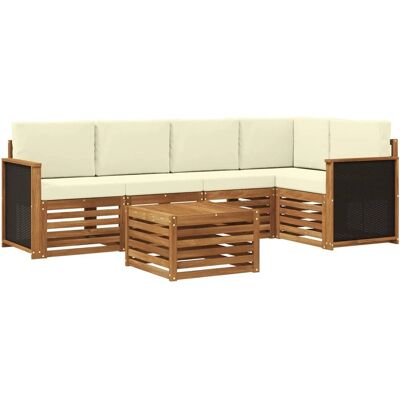 vidaXL Ecksofa Set mit Kissen 5 Stk Natur und Creme 3384371 vidaXL Ecksofa Set mit Kissen 5 Stk Natur und Creme 3384371