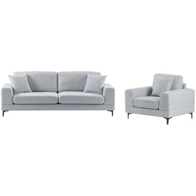 Vente-unique Couchgarnitur Mit Sessel Jamolo Hellgrau 107 cm 227 cm Vente-unique Couchgarnitur Mit Sessel Jamolo Hellgrau 107 cm 227 cm