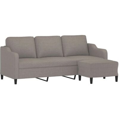 vidaXL Graues Taupe 3-Sitzer Sofa mit Fußhocker - Sofa vidaXL Graues Taupe 3-Sitzer Sofa mit Fußhocker - Sofa