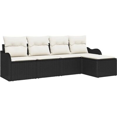vidaXL Garten-Sofa-Set mit Kissen 5-Tlg Schwarz Poly Rattan 3345657 vidaXL Garten-Sofa-Set mit Kissen 5-Tlg Schwarz Poly Rattan 3345657