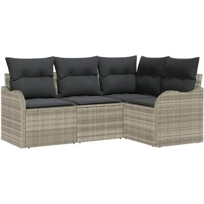 vidaXL Garten-Sofa-Set mit Kissen 4-Tlg Hellgrau Poly Rattan 3345682 vidaXL Garten-Sofa-Set mit Kissen 4-Tlg Hellgrau Poly Rattan 3345682