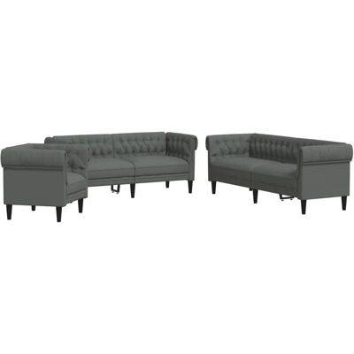 vidaXL 3-Tlg Sofagarnitur Dunkelgrau Stoff 3209192 vidaXL 3-Tlg Sofagarnitur Dunkelgrau Stoff 3209192