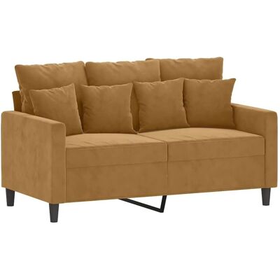 vidaXL Zweisitzer Samtsofa Braun 120cm - Sofa vidaXL Zweisitzer Samtsofa Braun 120cm - Sofa