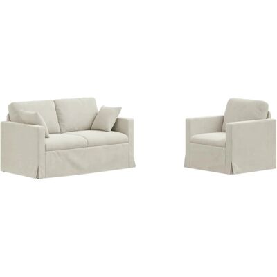 vidaXL Sofa Set 2-Tlg Creme 138 x 78 x 80 cm Samt 3407514 vidaXL Sofa Set 2-Tlg Creme 138 x 78 x 80 cm Samt 3407514