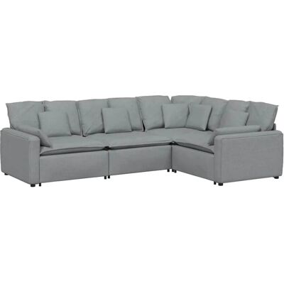 vidaXL Modulares Sofa mit Kissen Stoff Hellgrau Grau - Sofa vidaXL Modulares Sofa mit Kissen Stoff Hellgrau Grau - Sofa