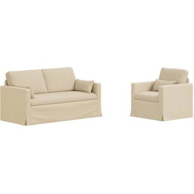 vidaXL Sofa 2-Tlg Creme 158 x 78 x 80 cm Stoff 3407542 vidaXL Sofa 2-Tlg Creme 158 x 78 x 80 cm Stoff 3407542