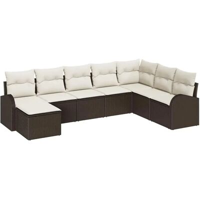 vidaXL Garten-Sofa-Set mit Kissen 8-Tlg Braun Poly Rattan 3346158 vidaXL Garten-Sofa-Set mit Kissen 8-Tlg Braun Poly Rattan 3346158