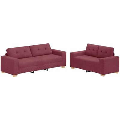 vidaXL 2 Tlg Sofagarnitur mit Kissen Weinrot Stoff 3324713 vidaXL 2 Tlg Sofagarnitur mit Kissen Weinrot Stoff 3324713