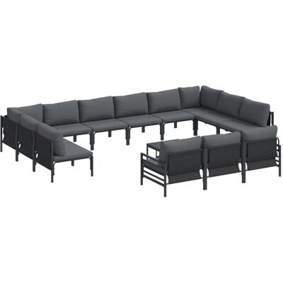vidaXL Garten-Sofa-Set 14-Tlg Anthrazit Stahl 3379029 vidaXL Garten-Sofa-Set 14-Tlg Anthrazit Stahl 3379029