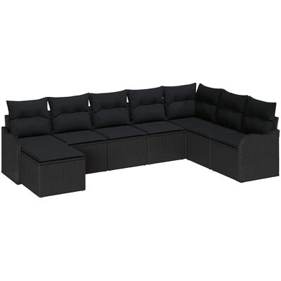 vidaXL Garten-Sofa-Set mit Kissen 8-Tlg Schwarz Poly Rattan 3345823 vidaXL Garten-Sofa-Set mit Kissen 8-Tlg Schwarz Poly Rattan 3345823
