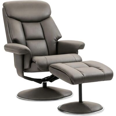 HOMCOM Relaxsessel mit Hocker Liegefunktion Wippfunktion Kunstleder Grau HOMCOM Relaxsessel mit Hocker Liegefunktion Wippfunktion Kunstleder Grau