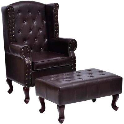 vidaXL Sessel mit Fußhocker Dunkelbraun Kunstleder vidaXL Sessel mit Fußhocker Dunkelbraun Kunstleder