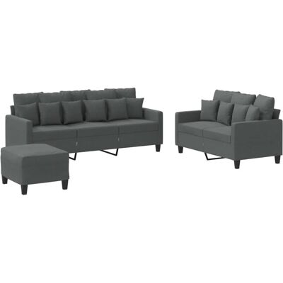 VIDAXL Dunkelgraues Stoff 3-teiliges Sofaset - Sofa Set VIDAXL Dunkelgraues Stoff 3-teiliges Sofaset - Sofa Set