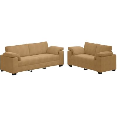 vidaXL 2-Teiliges Sofa-Set mit Kissen Braun Samt 3324756 vidaXL 2-Teiliges Sofa-Set mit Kissen Braun Samt 3324756