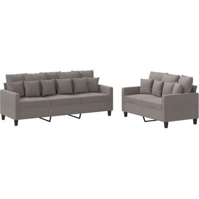 vidaXL 2-Tlg Sofagarnitur mit Kissen Taupe Stoff 3201671 vidaXL 2-Tlg Sofagarnitur mit Kissen Taupe Stoff 3201671