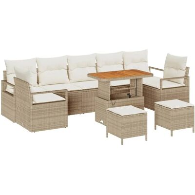 vidaXL Garten-Sofa-Set mit Kissen mit Speicher 10-Tlg Beige und Creme 3364461 vidaXL Garten-Sofa-Set mit Kissen mit Speicher 10-Tlg Beige und Creme 3364461