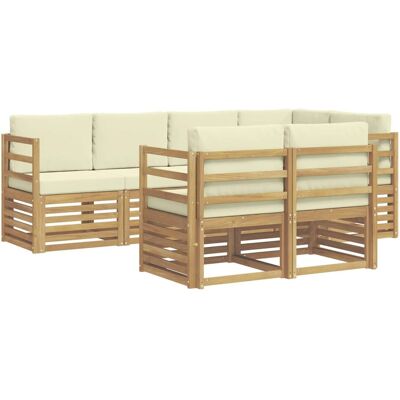 vidaXL Ecksofa Set mit Kissen 7 Stk Weiß und Creme 3391975 vidaXL Ecksofa Set mit Kissen 7 Stk Weiß und Creme 3391975