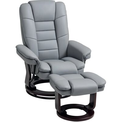 HOMCOM Relaxsessel mit Hocker Kunstleder Grau 85L x 82B x 106H cm HOMCOM Relaxsessel mit Hocker Kunstleder Grau 85L x 82B x 106H cm