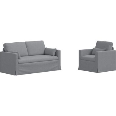 vidaXL Sofa 2-Tlg Hellgrau 158 x 78 x 80 cm Stoff 3407537 vidaXL Sofa 2-Tlg Hellgrau 158 x 78 x 80 cm Stoff 3407537