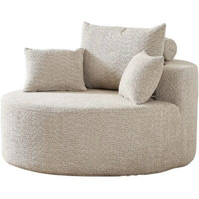 PXloue Sofa Chenille Schlafsessel Polstersessel mit Rückenkissen Khaki 127x127x82 cm PXloue Sofa Chenille Schlafsessel Polstersessel mit Rückenkissen Khaki 127x127x82 cm
