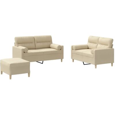 vidaXL 3-teiliges Creme Stoffsofa-Set vidaXL 3-teiliges Creme Stoffsofa-Set