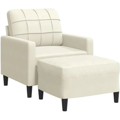 Vidaxl Creme Velours Sessel mit Hocker - Sessel Vidaxl Creme Velours Sessel mit Hocker - Sessel