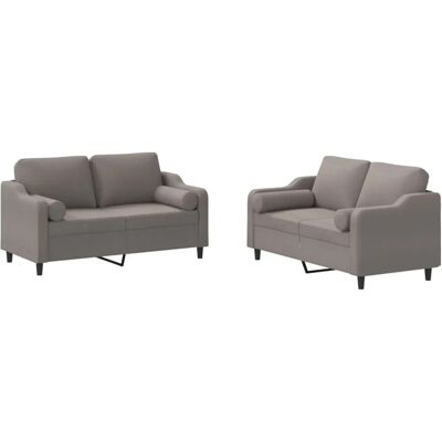 vidaXL 2-Tlg Sofagarnitur mit Kissen Taupe Stoff 3201825 vidaXL 2-Tlg Sofagarnitur mit Kissen Taupe Stoff 3201825