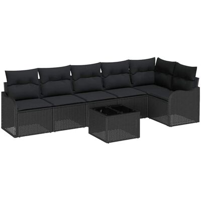 vidaXL Garten-Sofa-Set mit Kissen mit Speicher 7-Tlg Beige Poly Rattan 3354402 vidaXL Garten-Sofa-Set mit Kissen mit Speicher 7-Tlg Beige Poly Rattan 3354402