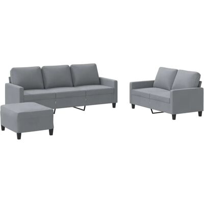 vidaXL 3-teilige hellgraue Stoffsofa mit Kissen - Sofa Set vidaXL 3-teilige hellgraue Stoffsofa mit Kissen - Sofa Set