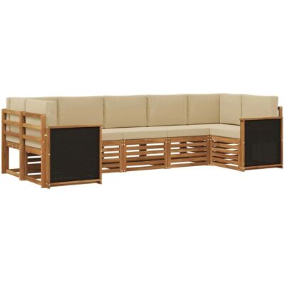 vidaXL Ecksofa Set 6 Stk Natur Massives Akazienholz und Polyester 3384794 vidaXL Ecksofa Set 6 Stk Natur Massives Akazienholz und Polyester 3384794
