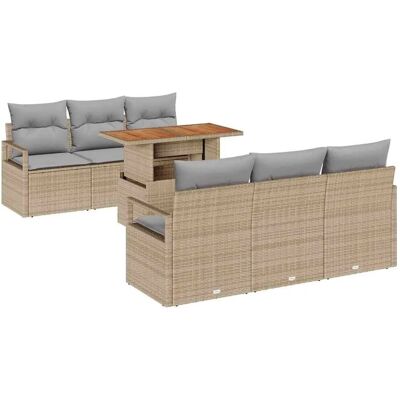 vidaXL Garten-Sofa-Set mit Kissen 7-Tlg Beige und Hellgrau 3349657 vidaXL Garten-Sofa-Set mit Kissen 7-Tlg Beige und Hellgrau 3349657