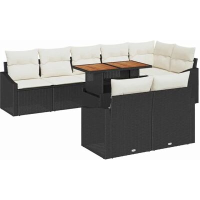 vidaXL Garten-Sofa-Set mit Kissen 9-Tlg Schwarz und Creme 3349851 vidaXL Garten-Sofa-Set mit Kissen 9-Tlg Schwarz und Creme 3349851