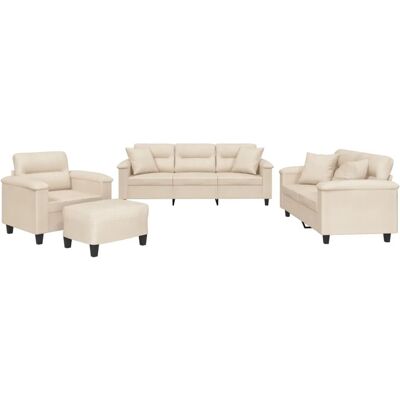 VIDAXL Beiges Mikrofaser 4-Sitzer Sofa-Set - Wohnzimmermöbel VIDAXL Beiges Mikrofaser 4-Sitzer Sofa-Set - Wohnzimmermöbel
