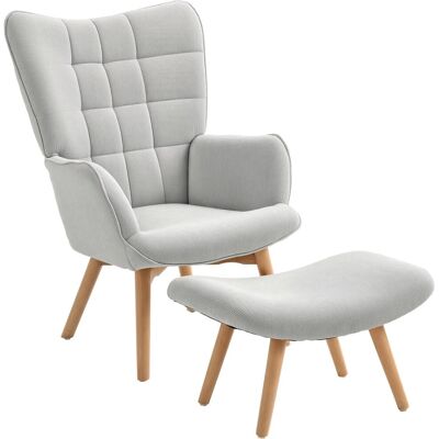 HOMCOM Ohrensessel mit Hocker für Wohnzimmer Kord Grau 72L x 80B x 101Hcm HOMCOM Ohrensessel mit Hocker für Wohnzimmer Kord Grau 72L x 80B x 101Hcm